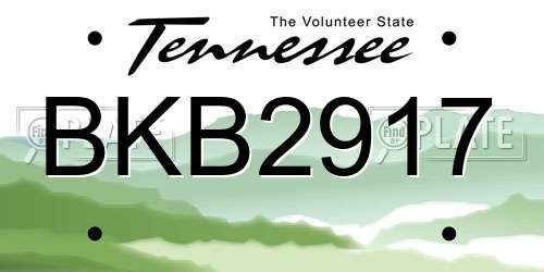 BKB2917 Tennessee License Plate