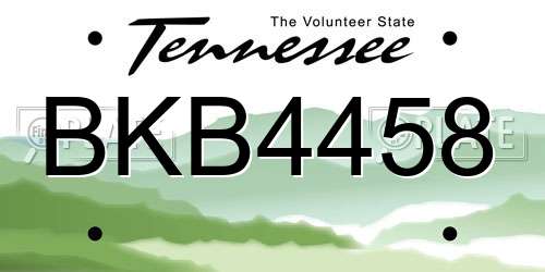 BKB4458 Tennessee License Plate