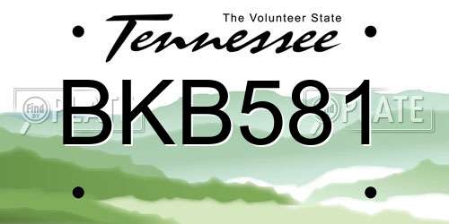 BKB581 Tennessee License Plate