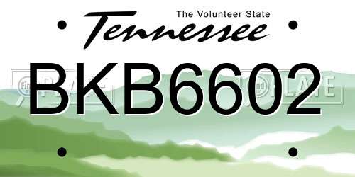 BKB6602 Tennessee License Plate