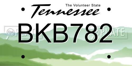 BKB782 Tennessee License Plate