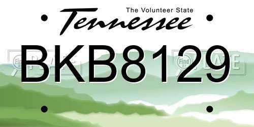 BKB8129 Tennessee License Plate