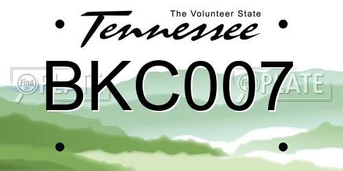 BKC007 Tennessee License Plate
