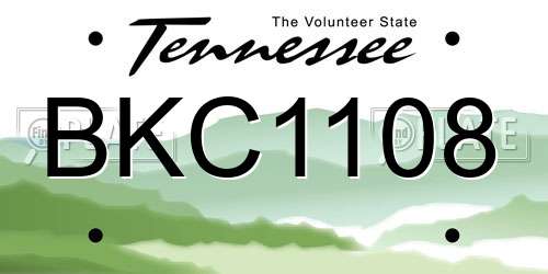 BKC1108 Tennessee License Plate