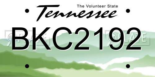 BKC2192 Tennessee License Plate