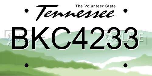 BKC4233 Tennessee License Plate