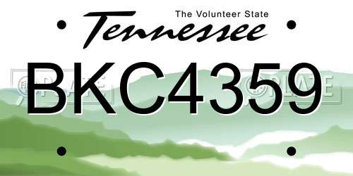 BKC4359 Tennessee License Plate