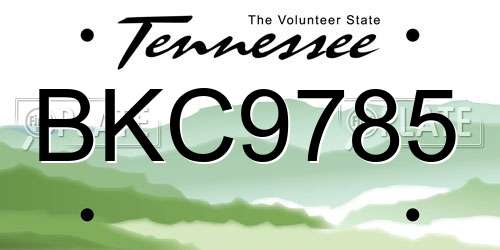 BKC9785 Tennessee License Plate