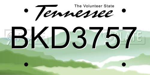 BKD3757 Tennessee License Plate