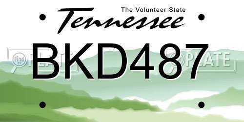 BKD487 Tennessee License Plate
