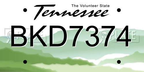 BKD7374 Tennessee License Plate