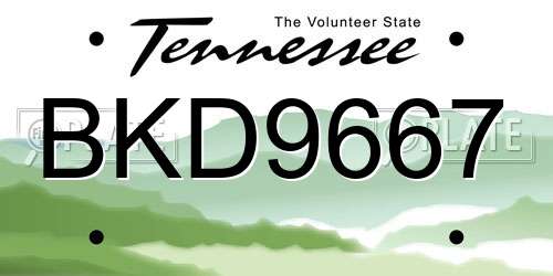 BKD9667 Tennessee License Plate