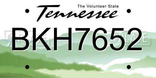 BKH7652 Tennessee License Plate