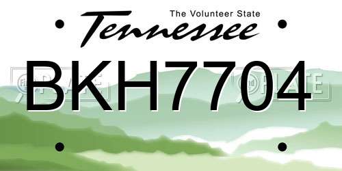 BKH7704 Tennessee License Plate