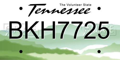 BKH7725 Tennessee License Plate