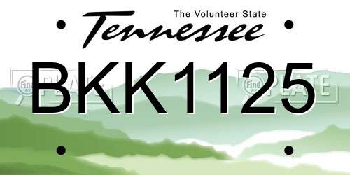 BKK1125 Tennessee License Plate
