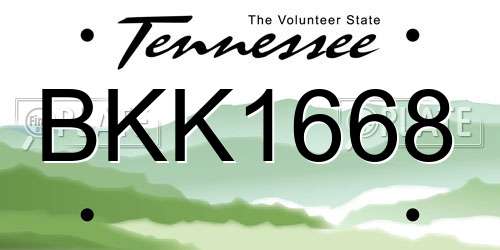 BKK1668 Tennessee License Plate