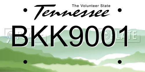 BKK9001 Tennessee License Plate