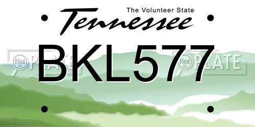 BKL577 Tennessee License Plate
