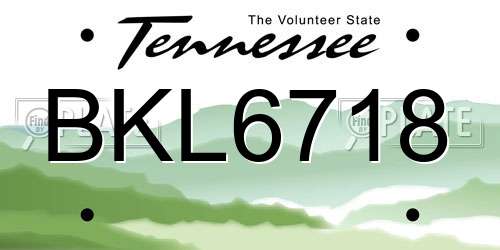 BKL6718 Tennessee License Plate