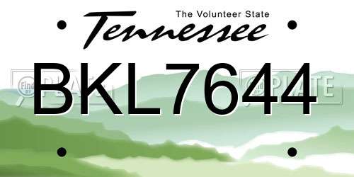 BKL7644 Tennessee License Plate