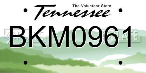 BKM0961 Tennessee License Plate