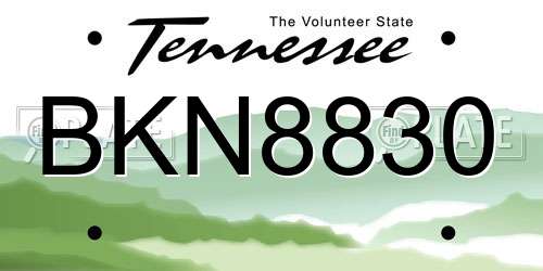 BKN8830 Tennessee License Plate