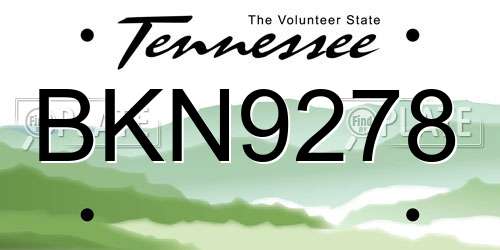 BKN9278 Tennessee License Plate