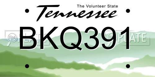 BKQ391 Tennessee License Plate