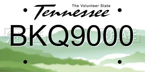 BKQ9000 Tennessee License Plate