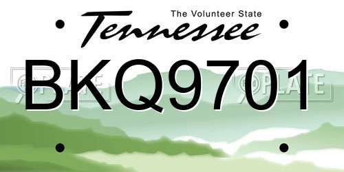 BKQ9701 Tennessee License Plate