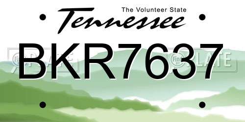 BKR7637 Tennessee License Plate