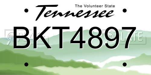 BKT4897 Tennessee License Plate