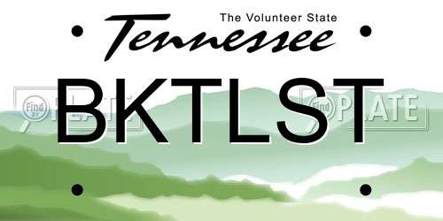 BKTLST Tennessee License Plate