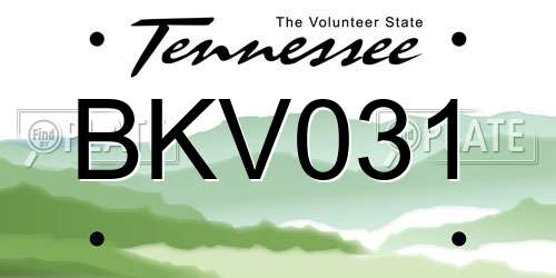 BKV031 Tennessee License Plate