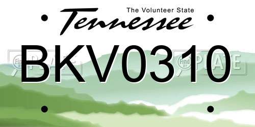 BKV0310 Tennessee License Plate