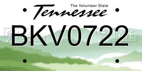 BKV0722 Tennessee License Plate