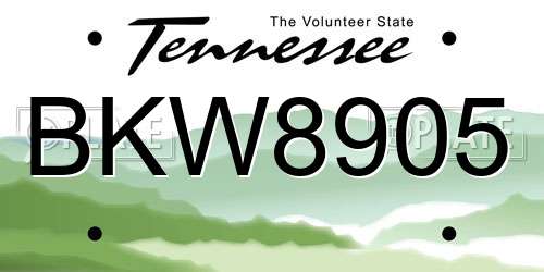 BKW8905 Tennessee License Plate