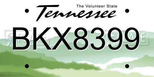 BKX8399 Tennessee License Plate