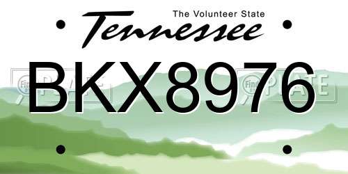 BKX8976 Tennessee License Plate