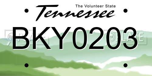 BKY0203 Tennessee License Plate
