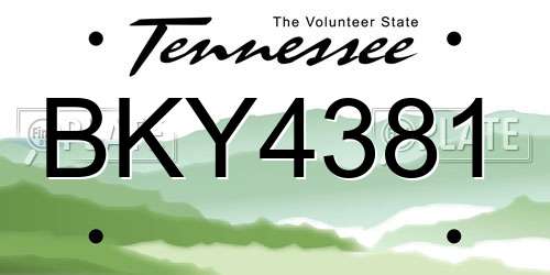 BKY4381 Tennessee License Plate