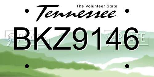 BKZ9146 Tennessee License Plate