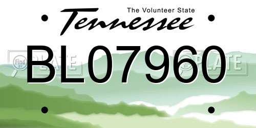 BL07960 Tennessee License Plate