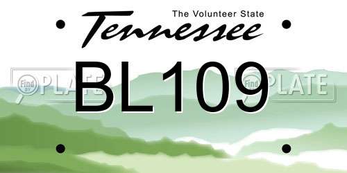 BL109 Tennessee License Plate
