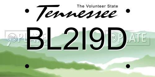 BL2I9D Tennessee License Plate