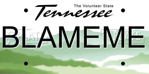 BLAMEME Tennessee License Plate