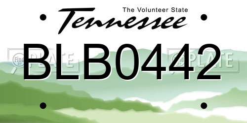 BLB0442 Tennessee License Plate
