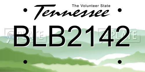 BLB2142 Tennessee License Plate