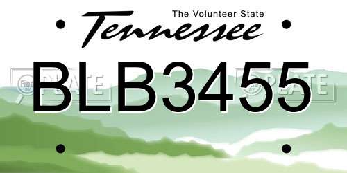 BLB3455 Tennessee License Plate
